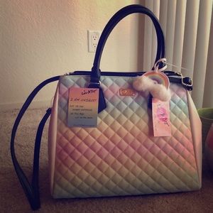 Betsey Johnson Rainbow Ombre Satchel Purse